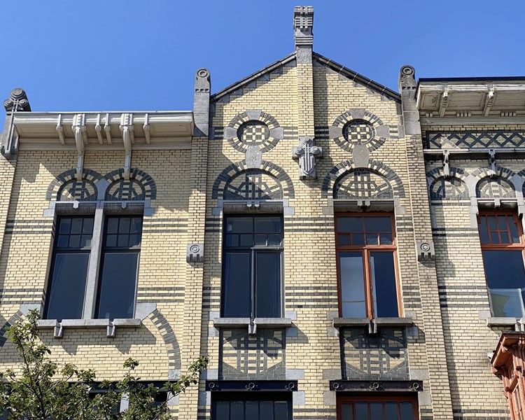 Set of geometric Art Nouveau houses